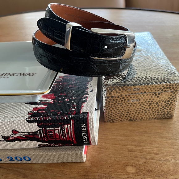 Luxury Exotic Alligator Belt by J.W. Cooper – Sterling Silver Buckle (30) - Picture 1 of 6